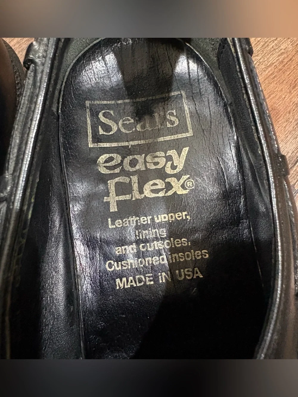 Vintage Made In USA Black Leather Slip On Dress Shoes Sears Loafers Mens 10D